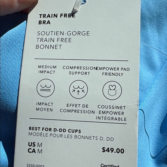NWT Athleta Train Free Cornflower Bra Size Med ( Best for DD Cups) - Picture 6 of 8